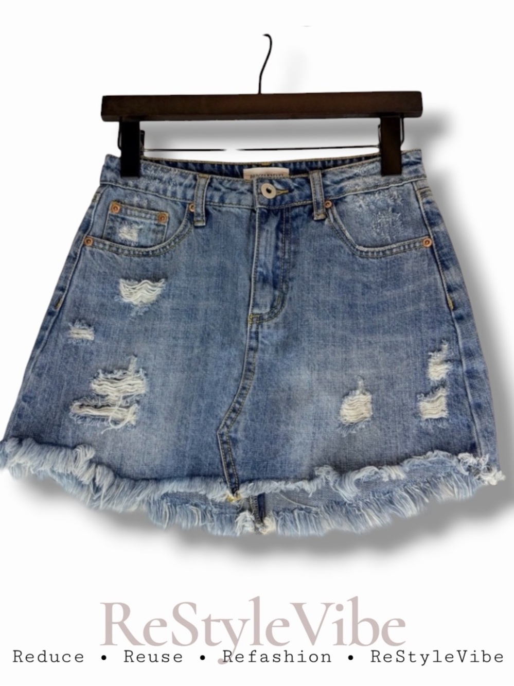 DANCE & MARVEL Women’s Size S Skirt Mini Denim Jean Distressed 100% Cotton